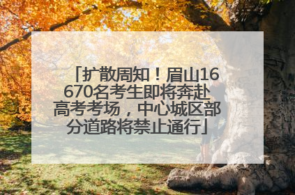 扩散周知！眉山16670名考生即将奔赴高考考场，中心城区部分道路将禁止通行